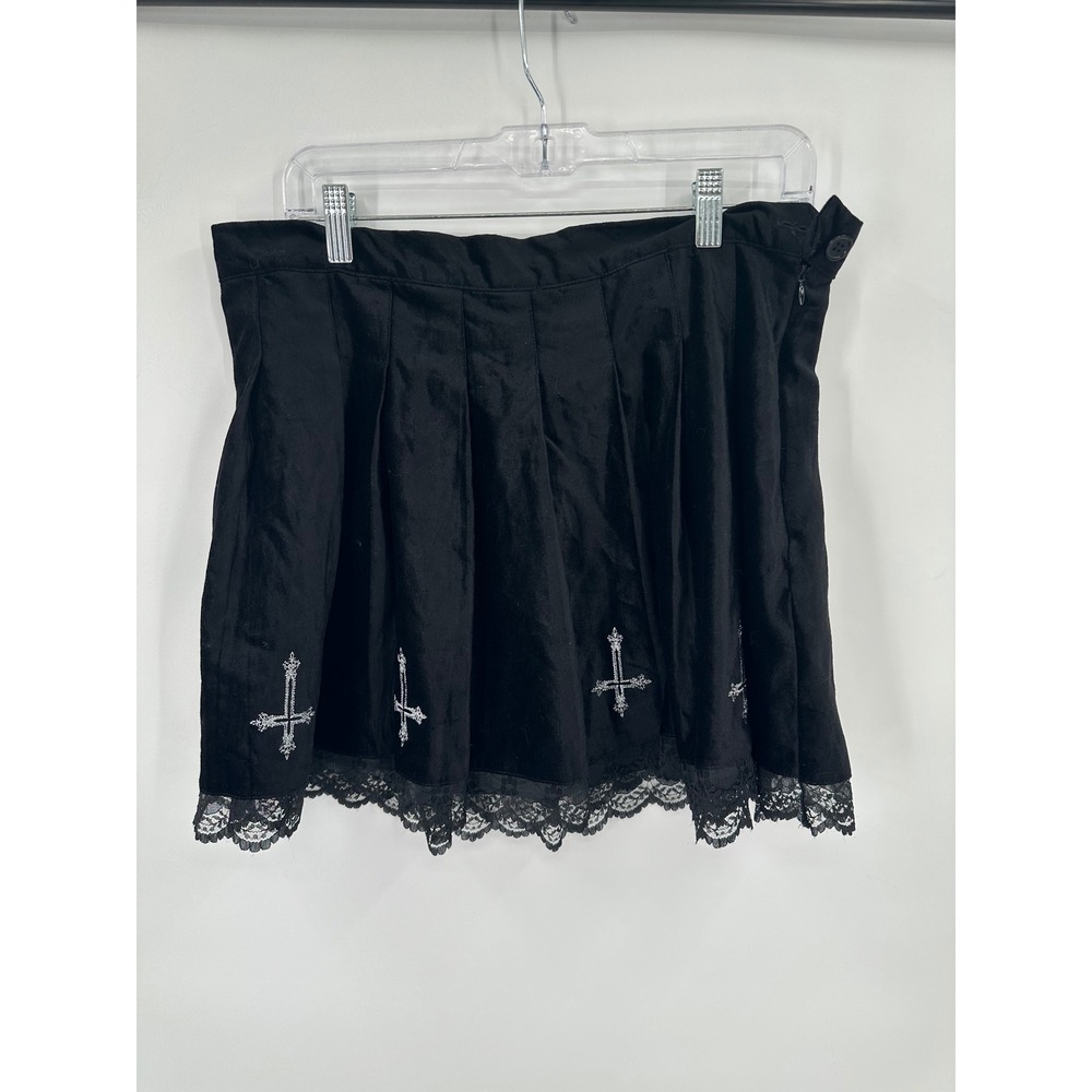 Dolls Kill Widow Mini Skirt Womens L Lace Goth Whimsigoth Emo Rock Edgy Punk